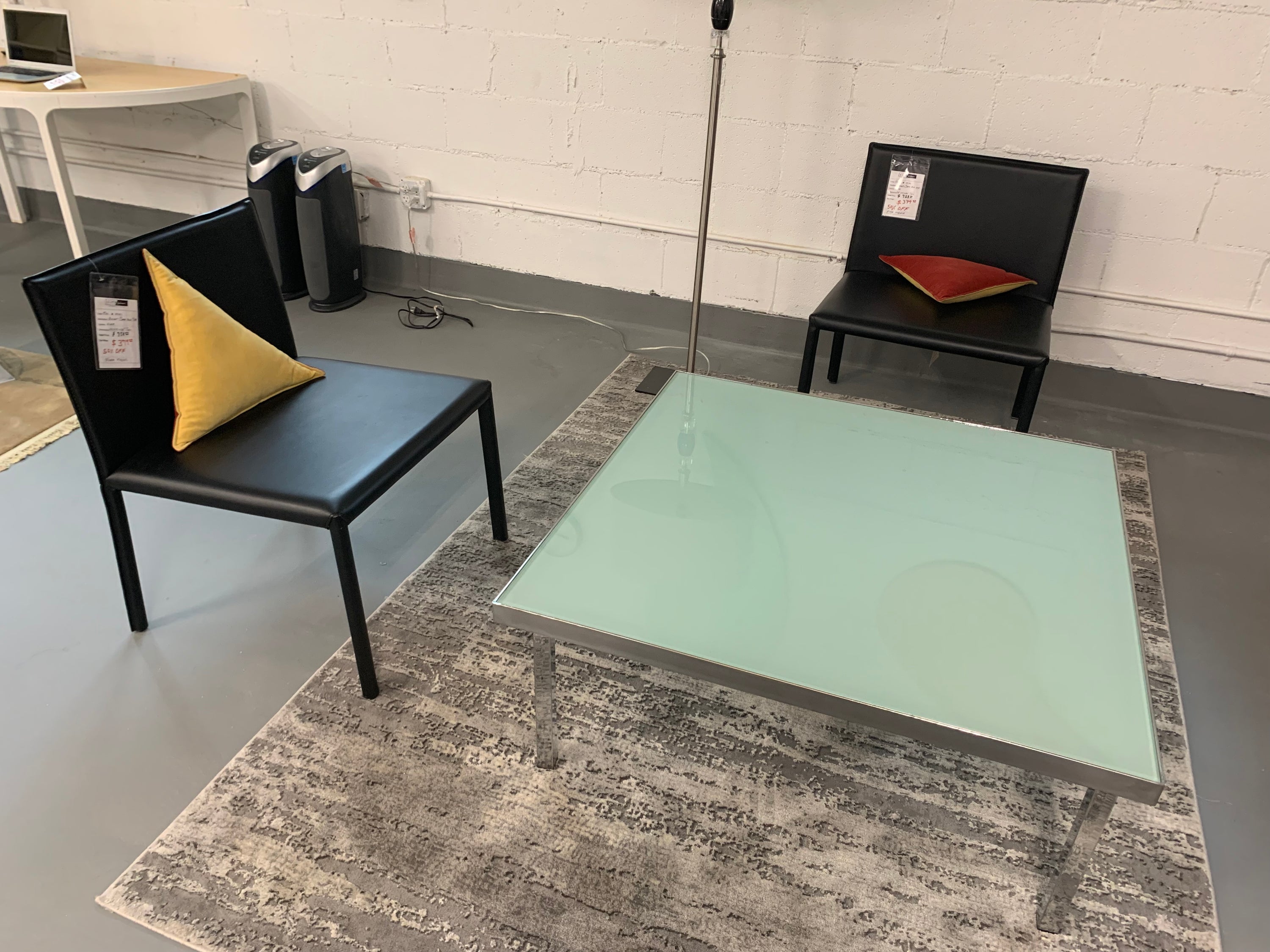 Glass Coffee Table & (2) Chairs Set