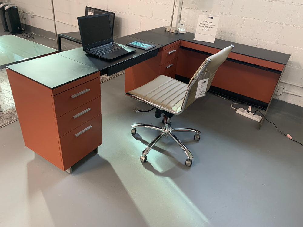 L-Shaped Office Desk Set w/ Chair