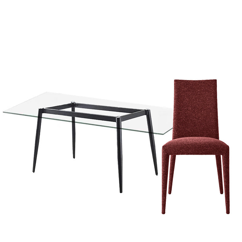 Dining Set, (1) Glass Dining Table (4) Anais Fabric Upholstered Chair by Calligaris